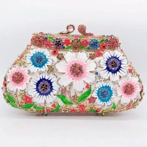 Floral Embellished Multicolor Clutch